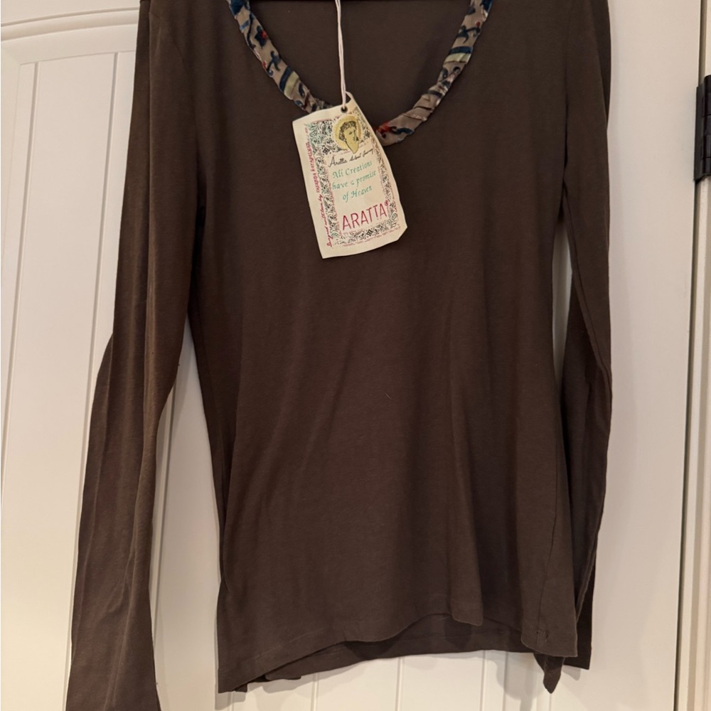 Aratta Brownish-Olive Long Sleeve Top